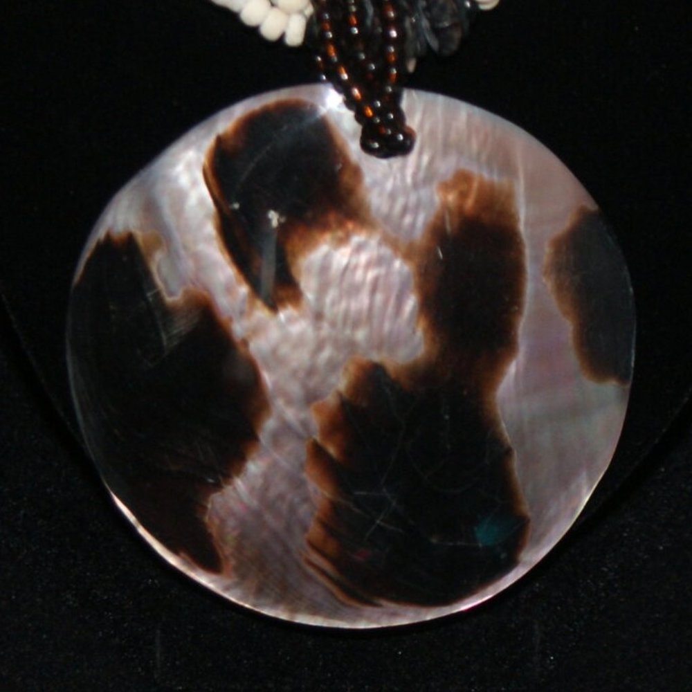 Handmade Round Blacklip M.O.P Tiger Necklace - Picture 2 of 4